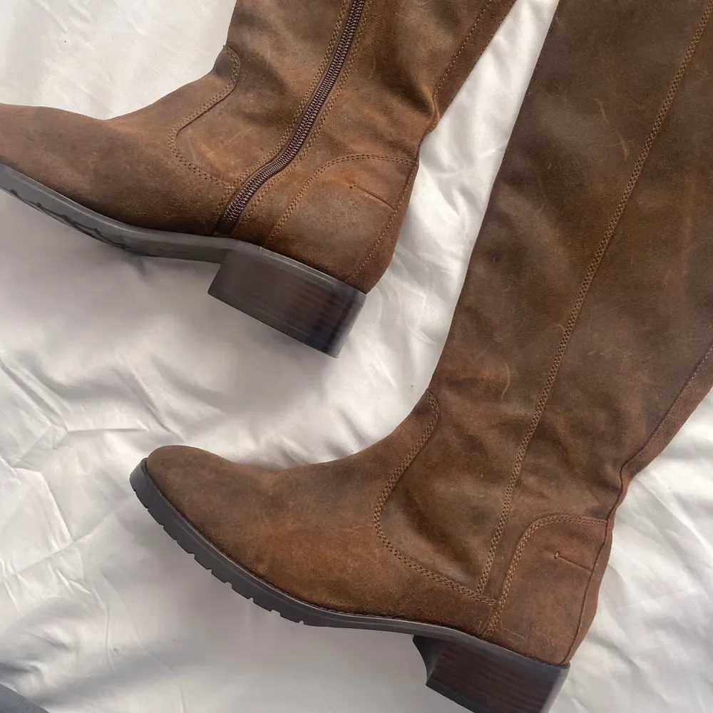 Vintage Donald Pliner Brushed Suede Knee High Riding‎ Boots